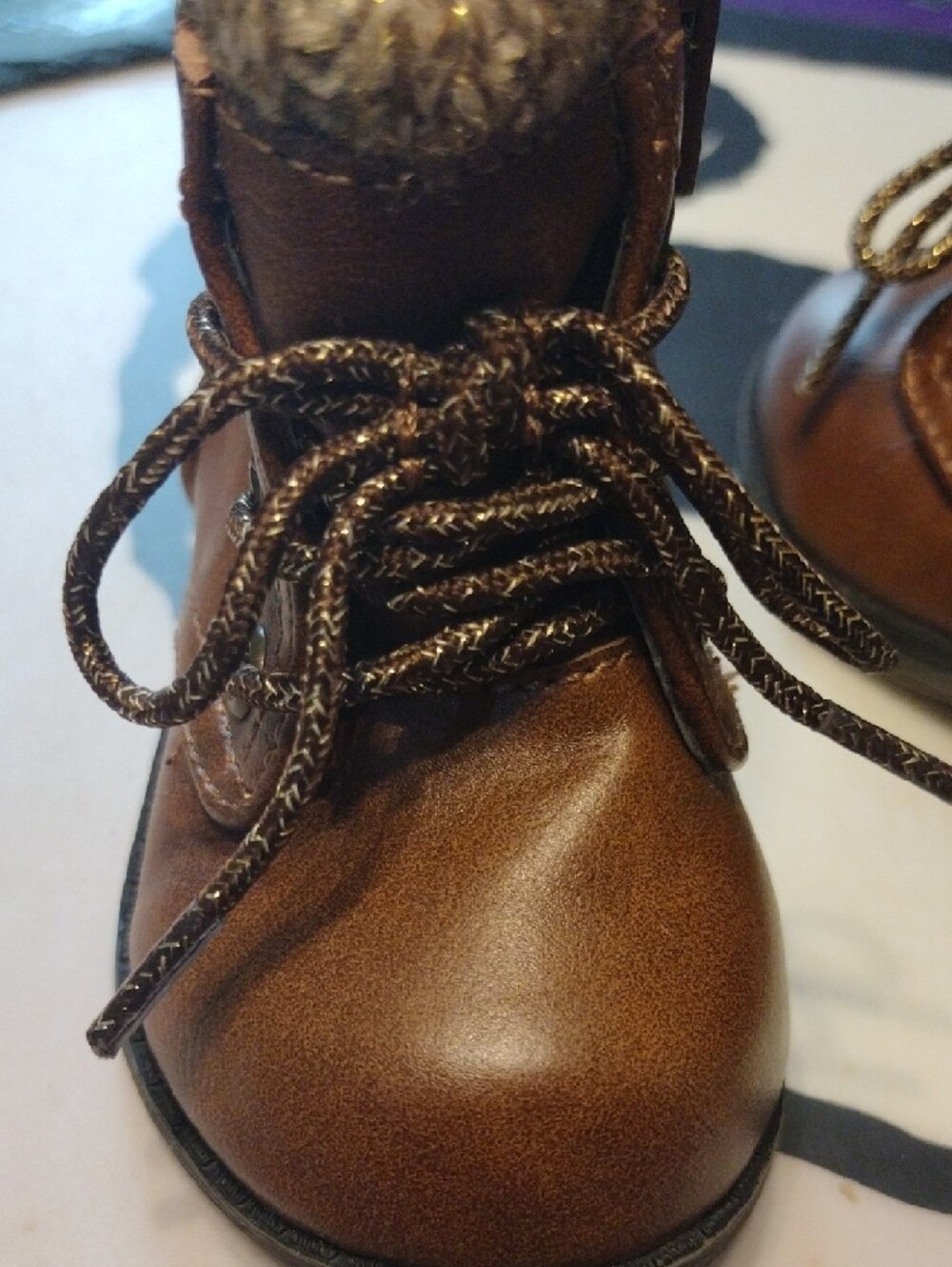 wonder nation Brown Faux-Leather Knit Cuff Kids Boots - Picture 5 of 7